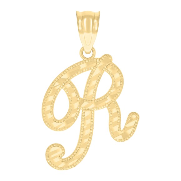 Jewelry | 1kt 10k Yellow Gold Unisex Initial R Script Alphabet Charm ...